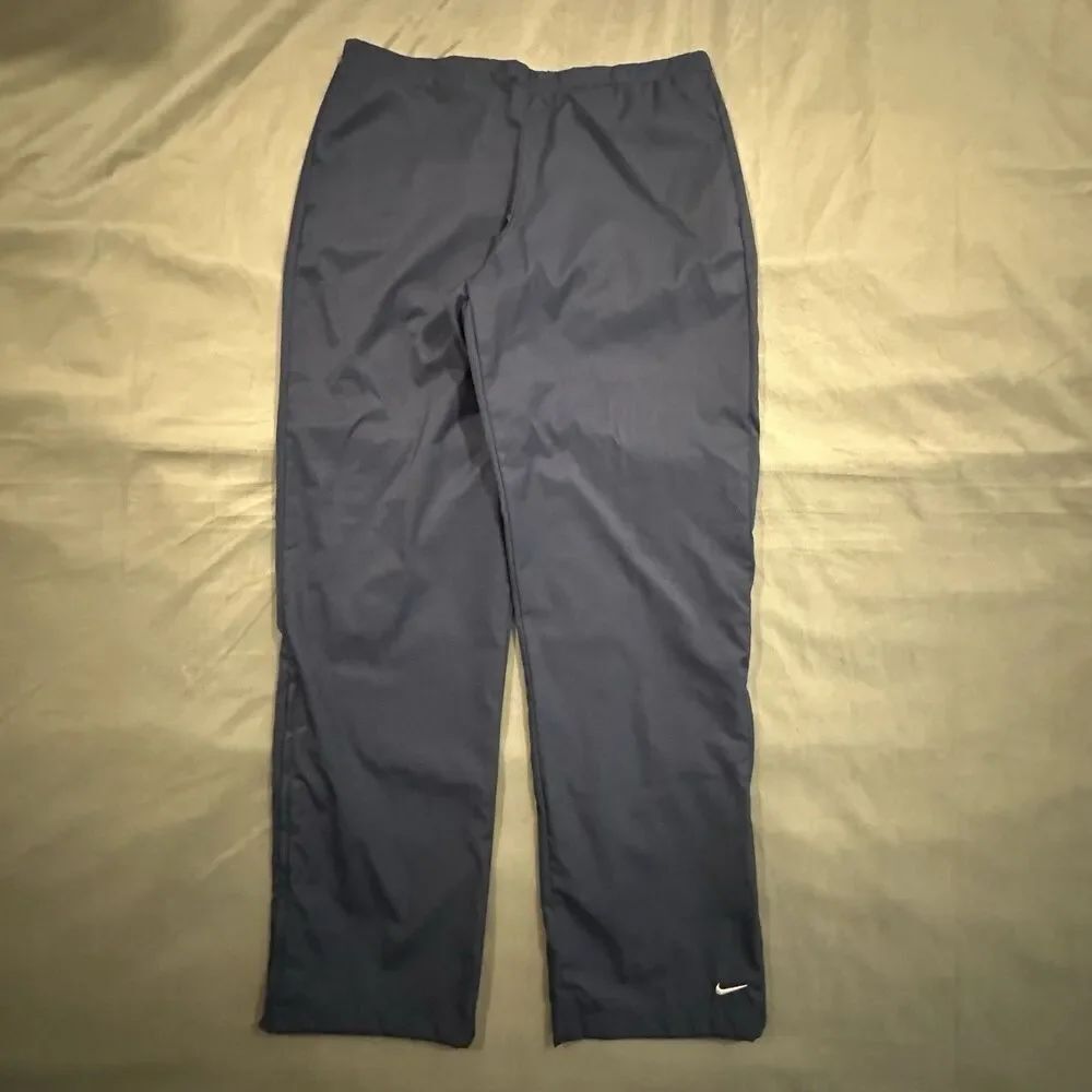 Vintage Nike Track Pants Lined Windbreaker Womens M Navy Y2K 00s Warm Up Track